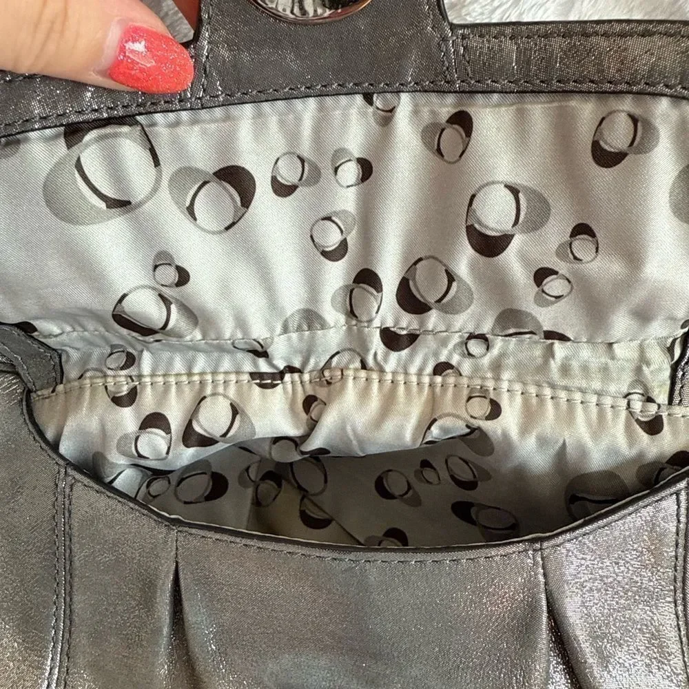 Coach Metallic Silver Poppy 2-Way Bag